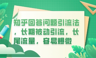 知乎回答问题引流法，长期被动引流，长尾流量，私域变现必学课程-酷知号