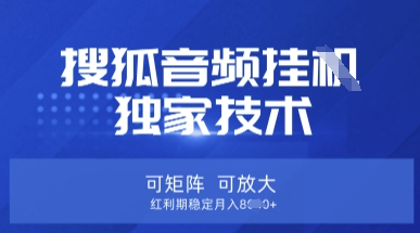 【搜狐音频挂G】独家技术,可矩阵可放大,红利期稳定月入8k【揭秘】-酷知号 - 创业者的知识服务平台