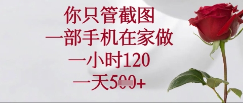 你只管截图，一部手机在家操作，一小时120.一天5张【揭秘】-酷知号